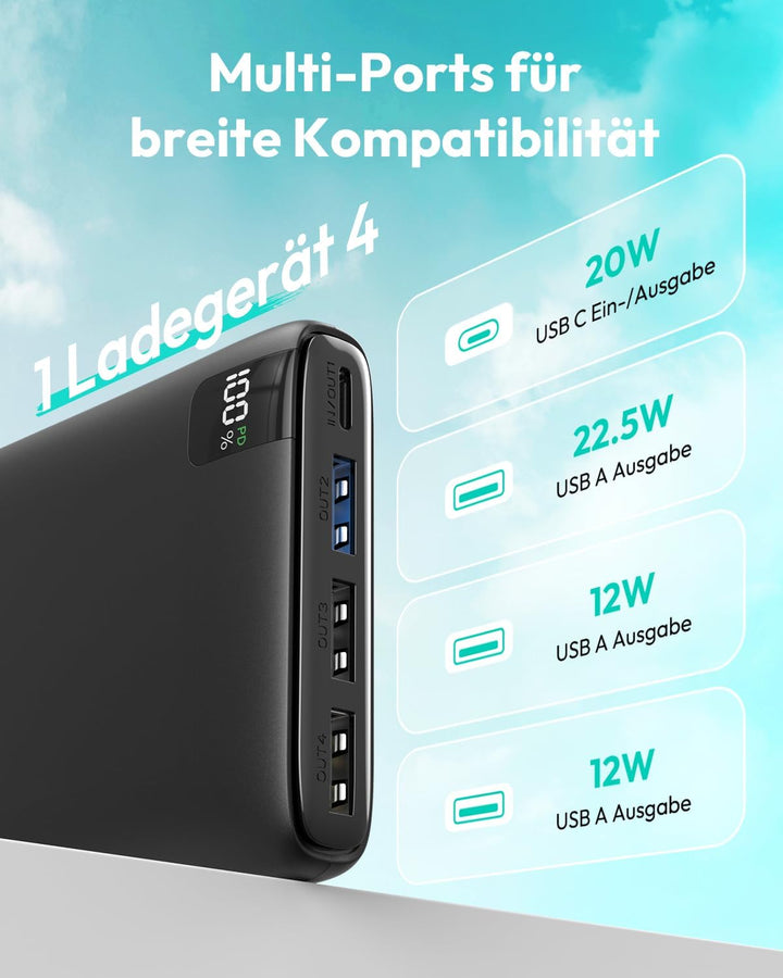 A ADDTOP-Power-Bank-Tragbares-Ladegerät-26800mAh – Hohe Kapazität Ladegerät mit 22,5 W Schnellladefu