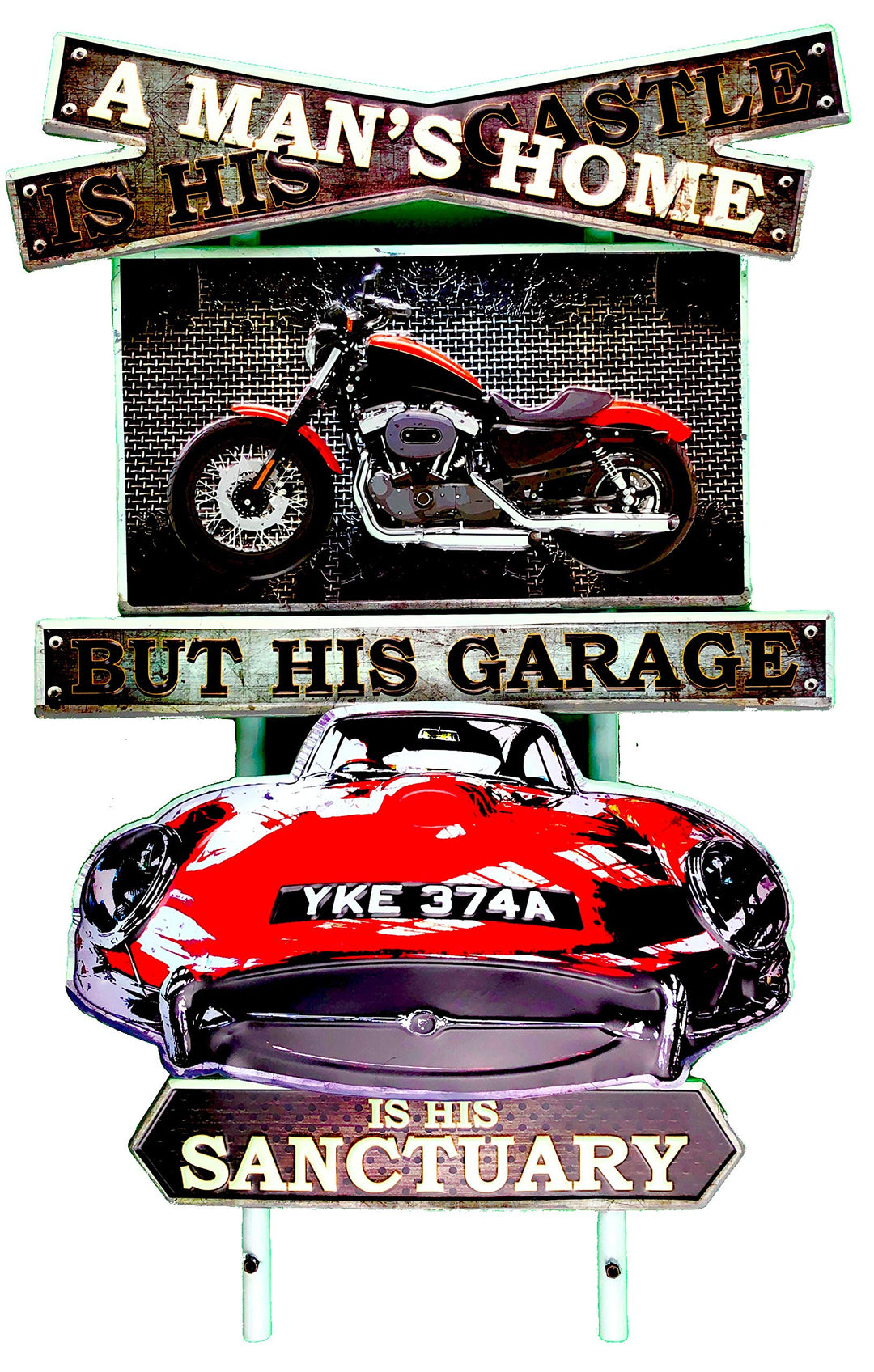DiiliHiiri Retro Schild 79x47 cm Garage Vintage-Stil Metallschild Dekoschild Wandschild Dekoration f