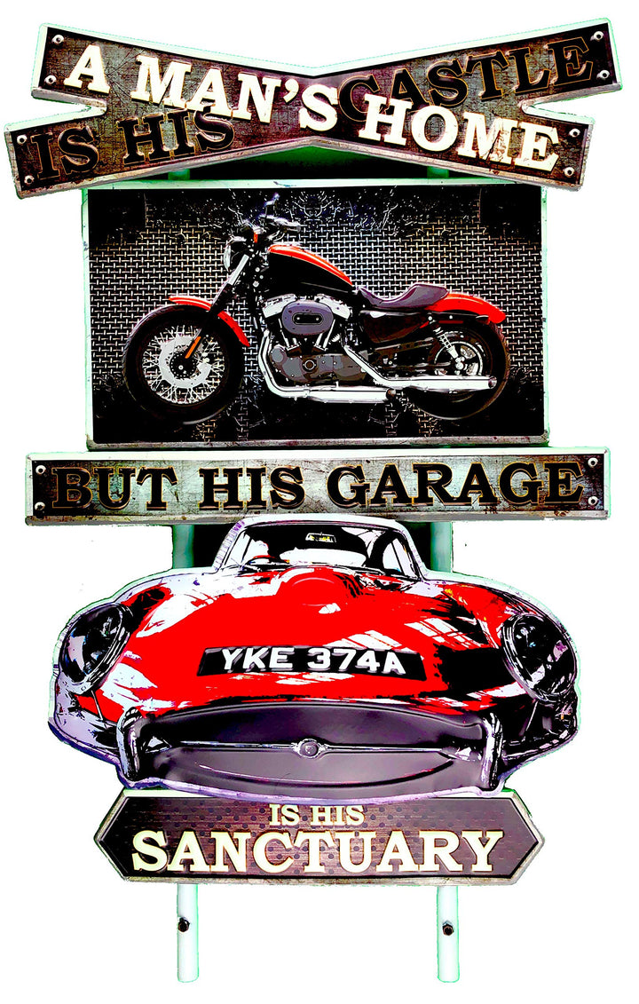 DiiliHiiri Retro Schild 79x47 cm Garage Vintage-Stil Metallschild Dekoschild Wandschild Dekoration f