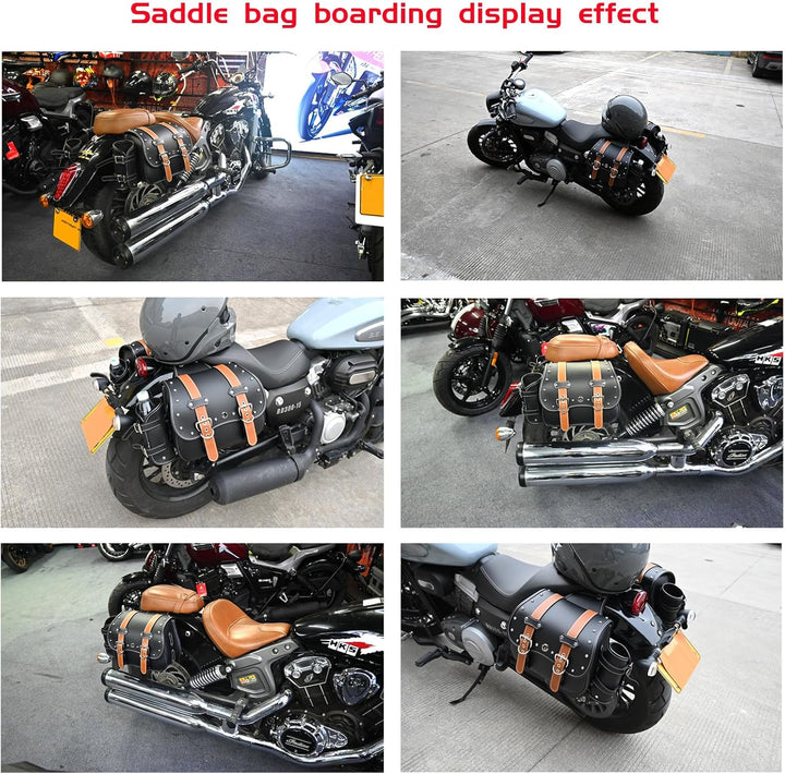 Hochdichtes Leder-Motorrad-Saddebags,Überwurftaschen,Gepäckträger,Seitentaschen mit Getränkehalter,w