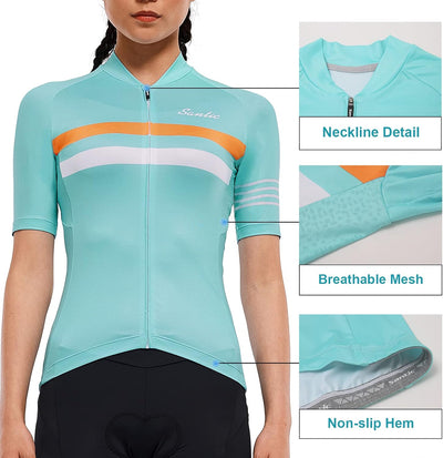 Santic Fahrradtrikot Damen Langarm Radtrikot Damen Fahrradshirt/Radshirt/Bikeshirt MTB mit Taschen,