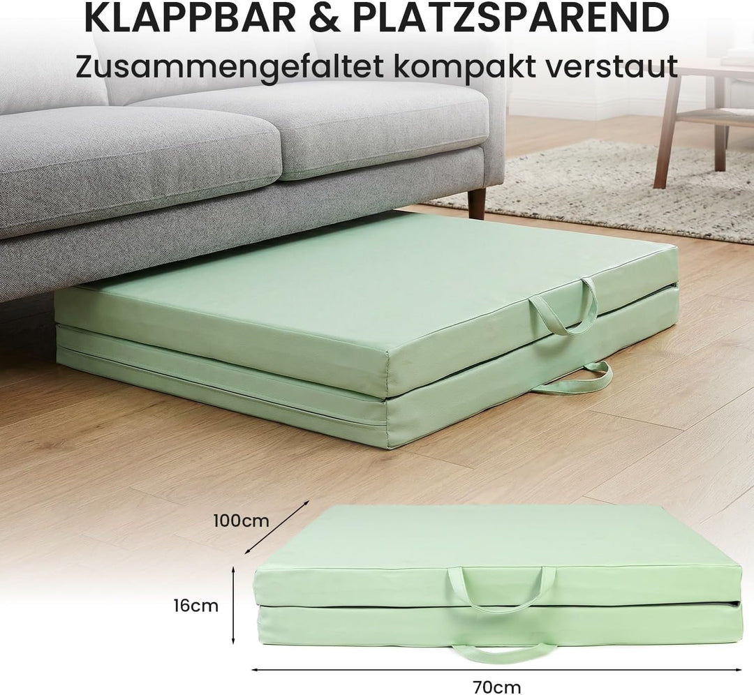 Jeflex – Klappbare Weichbodenmatte &amp; Turnmatte 1 Mal klappbar - 200 x 70 x 8 cm - MADE IN GERMANY/Gy