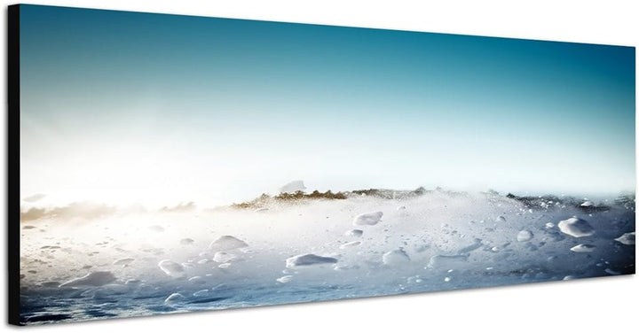 Paul Sinus Art Panoramabild auf Leinwand und Keilrahmen 150x50cm Schneelawine Himmel