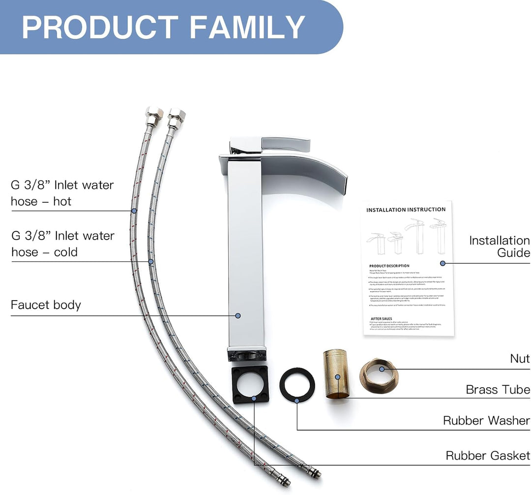 kisimixer Modern Wasserfall Wasserhahn Bad Hoch, Waschtischarmatur Hoch Wasserfall Aufsatzwaschbecke