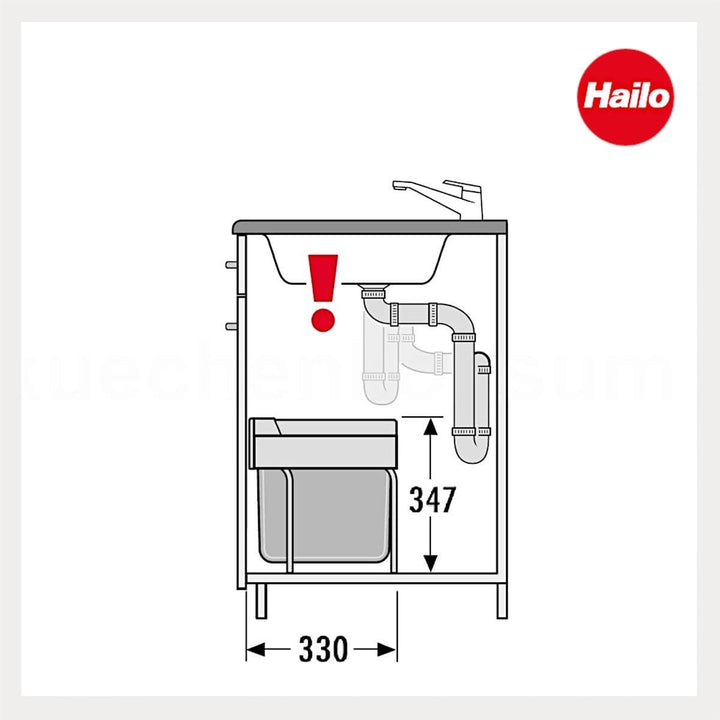 Hailo Abfallsammler 3644702 | Raumspar-Tandem-S | 30L Einbau-Mülleimer | 2-fach Trennung 18 + 12 Lit