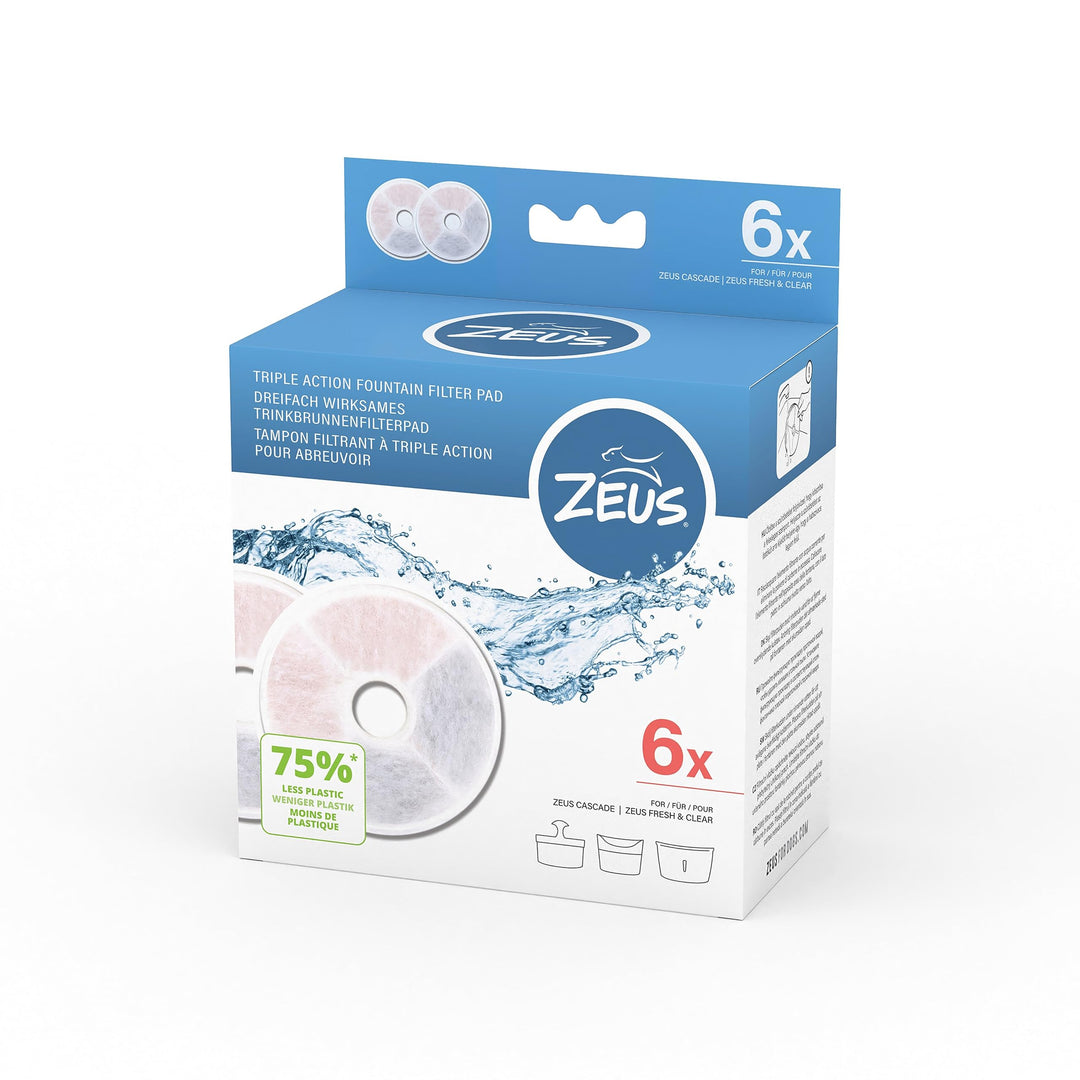 Triple Action, dreifacher Filter für Zeus Hundetrinkbrunnen, Rahmenlos, 6er Pack