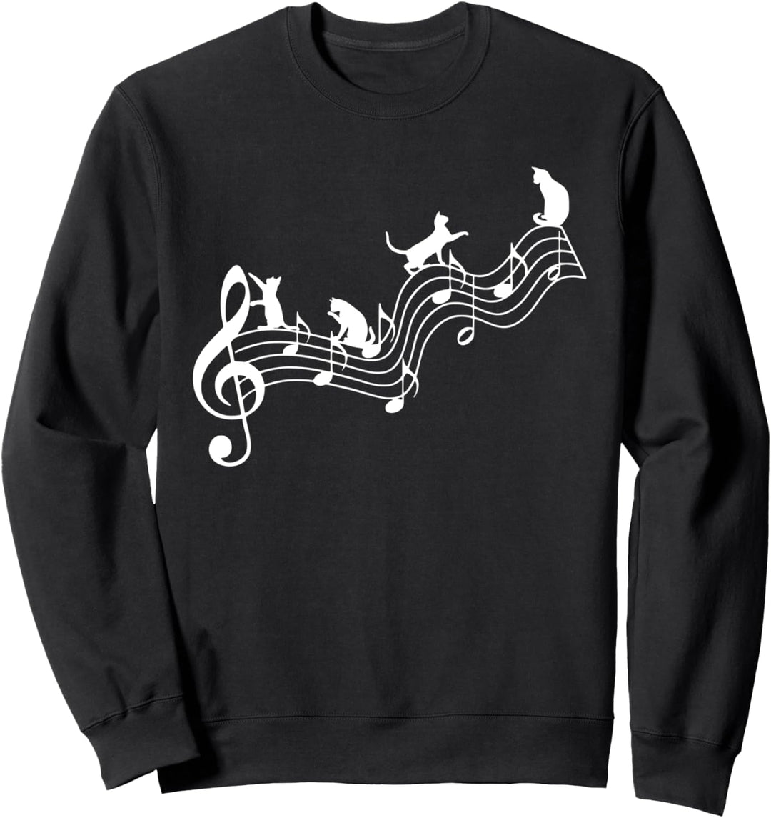 Kleine süsse musikalische Katzen und Kätzchen auf Notenlinien Sweatshirt