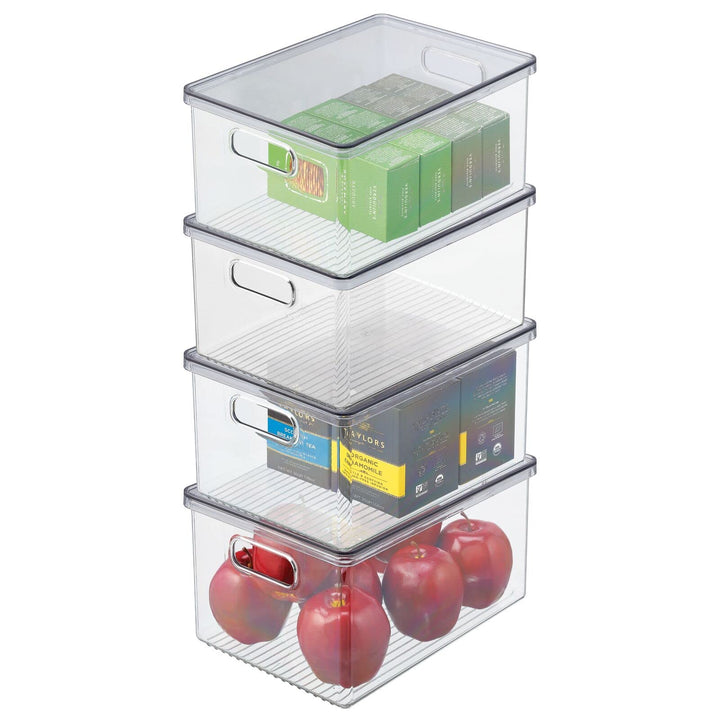 mDesign 4er-Set Kühlschrankbox – Kühlschrank Vorratsdose mit Griffen und abnehmbarem Deckel – lebens