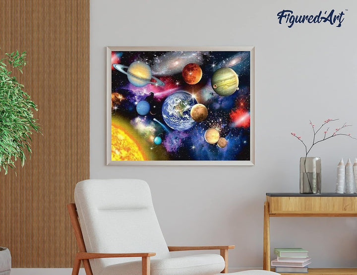 Figured'Art Diamond Painting Erwachsene 40x50cm Ganze Leinwand gerollt Planeten im Himmel 5D Bilder