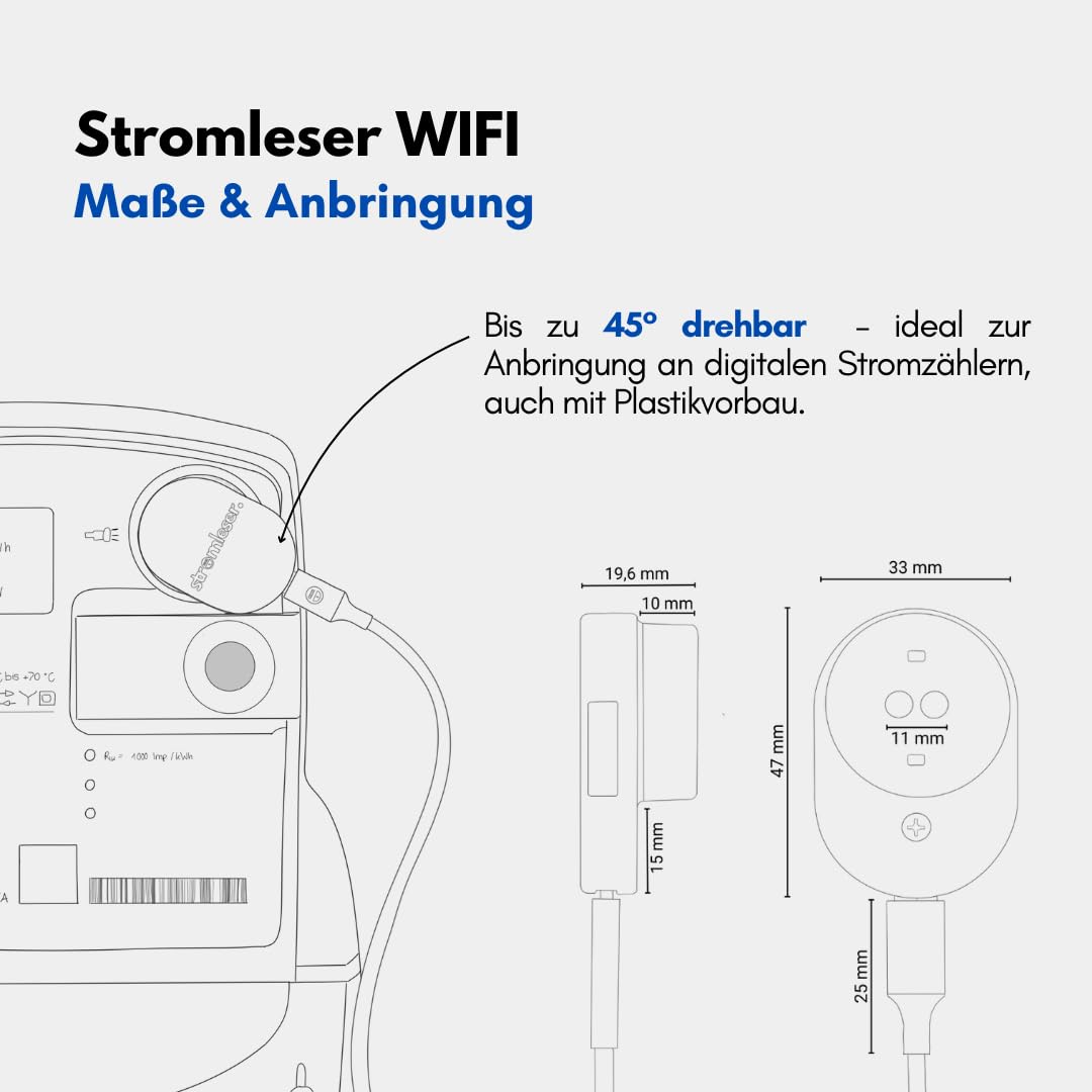 WIFI Smart Meter IR Lesekopf - Stromzähler auslesen WLAN, Mit Tasmota Software für Smart Home Integr