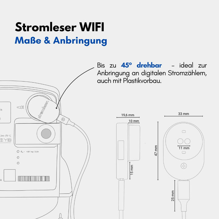 WIFI Smart Meter IR Lesekopf - Stromzähler auslesen WLAN, Mit Tasmota Software für Smart Home Integr