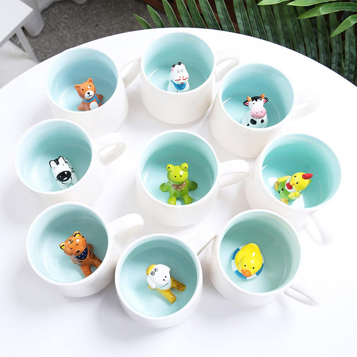Hund Tasse Lustige Kaffeetasse Hund Tasse 3D Geschenk Keramik Teetasse mit Löffel Untersetzer Tee Ka