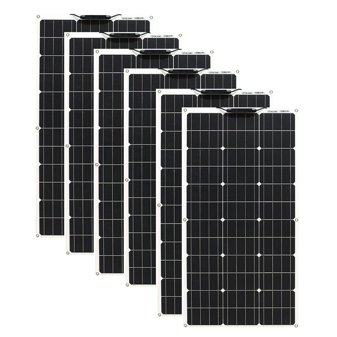 600W Flexibel Solarpanel (6 Stück 100W) 12V Monokristalline Flexible Solarmodul Off-Grid für Marine,