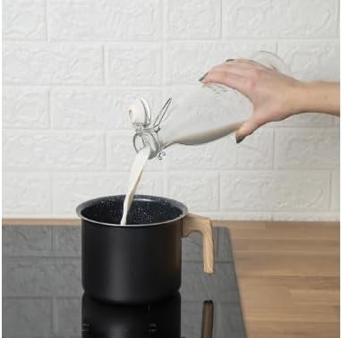 SìChef Milchtopf Aluminium 1,7l Keramik Innenbeschichtung Griff Holzoptik