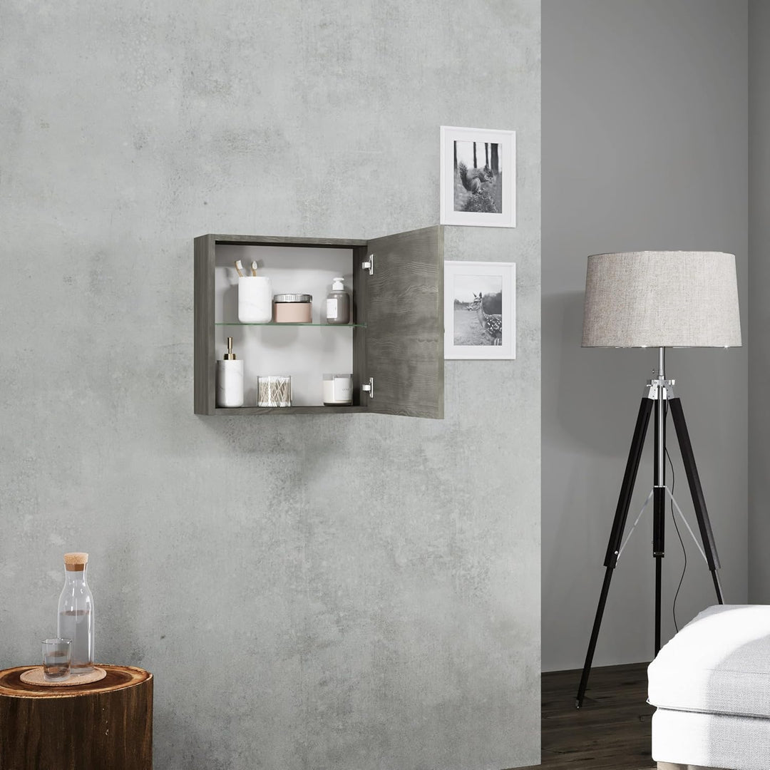 KIAMAMI VALENTINA WÜRFEL-HÄNGESCHRANK 45X45X15 AUSFÜHRUNG Eiche DUNKELGRAU MIT Holz-Effekt | FACILE,