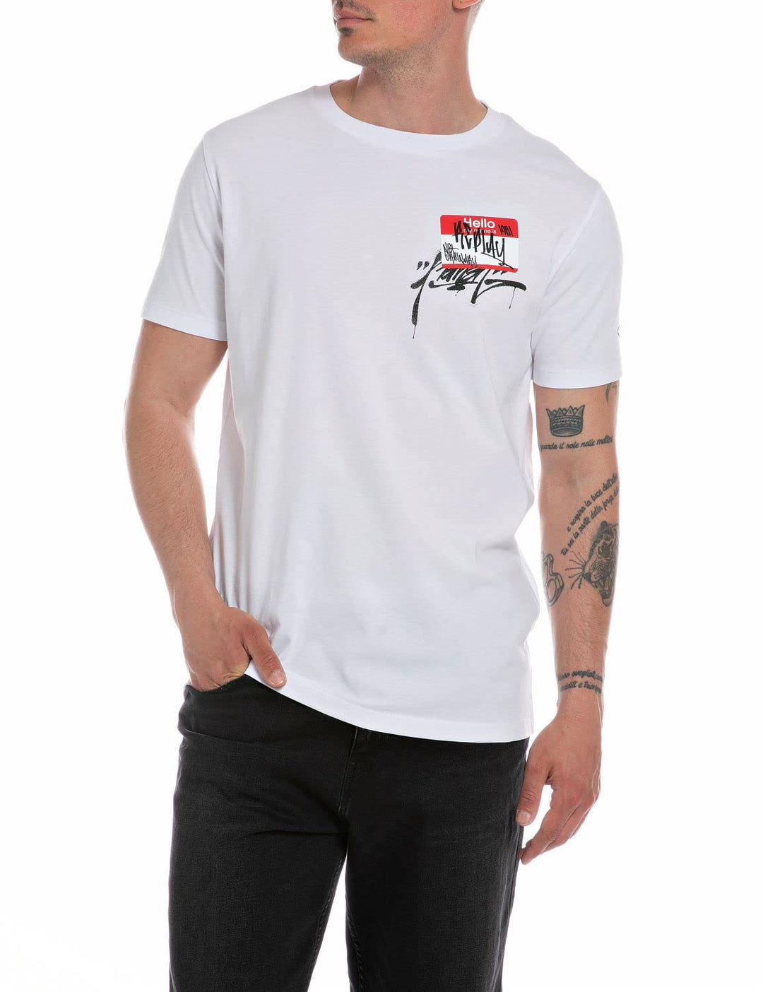 Replay Herren T-Shirt M Optical White 001, M Optical White 001