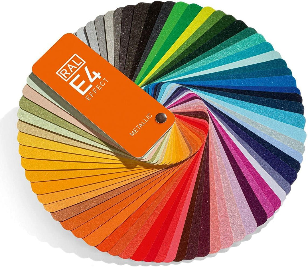 RAL E4 Farbfächer, 70 Metallic-Farben, ganzseitige Farbmuster,