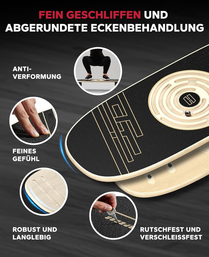 HAPBEAR Labyrinth Balance Board für Erwachsene – 6-in-1 Surfin Balance Board Set mit Korkrolle & Hal