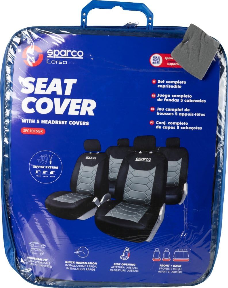 SPARCO SPC1016GR Komplettes Set Sitzbezüge Grau und Schwarz