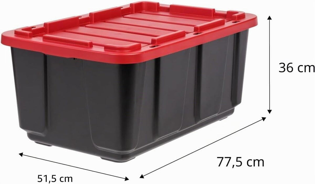 Iris Ohyama Heavy Duty Organisation Boxes, 100L, 3er-Set, Schwarz, Gross, Robust, Stapelbar, Aufbewa
