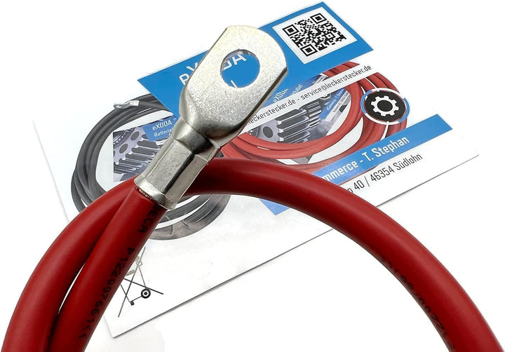 eXODA Batteriekabel 35 mm² 50cm mit Kabelschuhen M8 Rot für Auto Boot Motorrad hohe Materialqualität