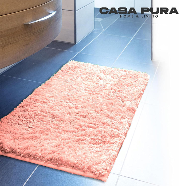 casa pura Badematte Rosa weicher, Flauschiger Badezimmerteppich in Shaggy Optik, Badvorleger rutschf