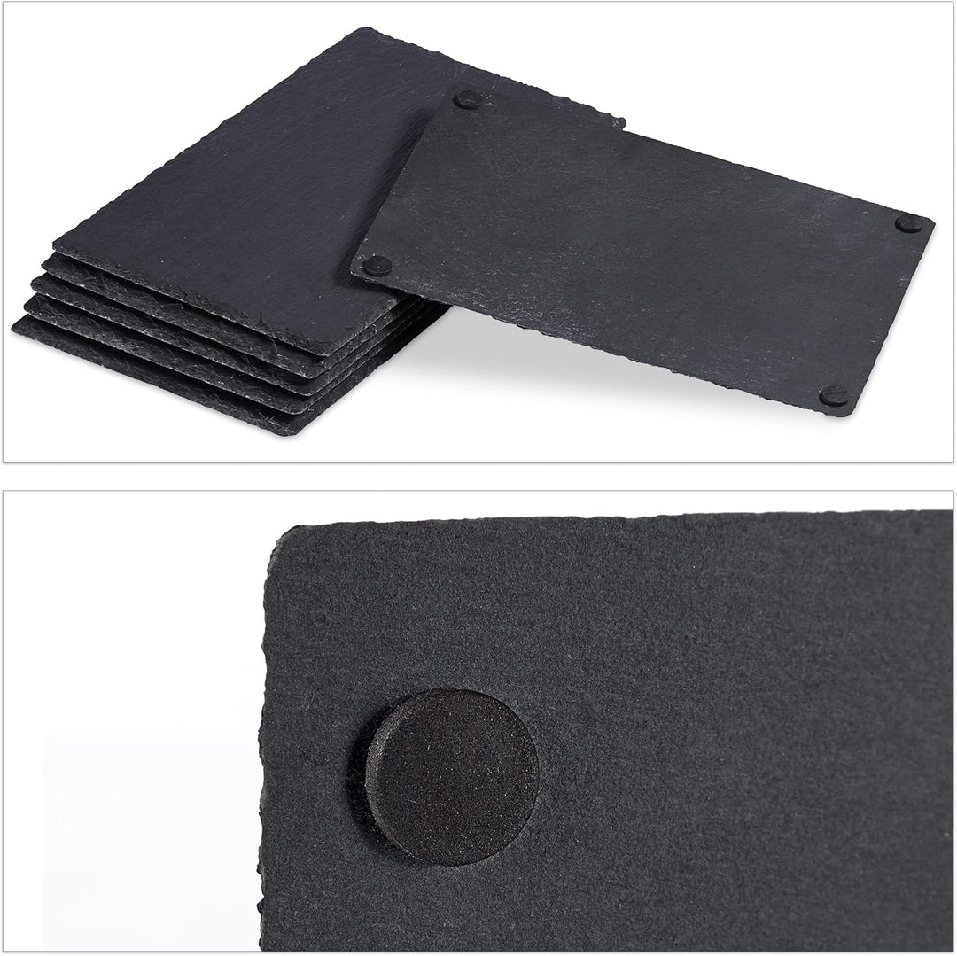 Relaxdays 12 x Schieferplatte im Set, grosse Servierplatten aus Schiefer, zum Servieren & Beschrifte