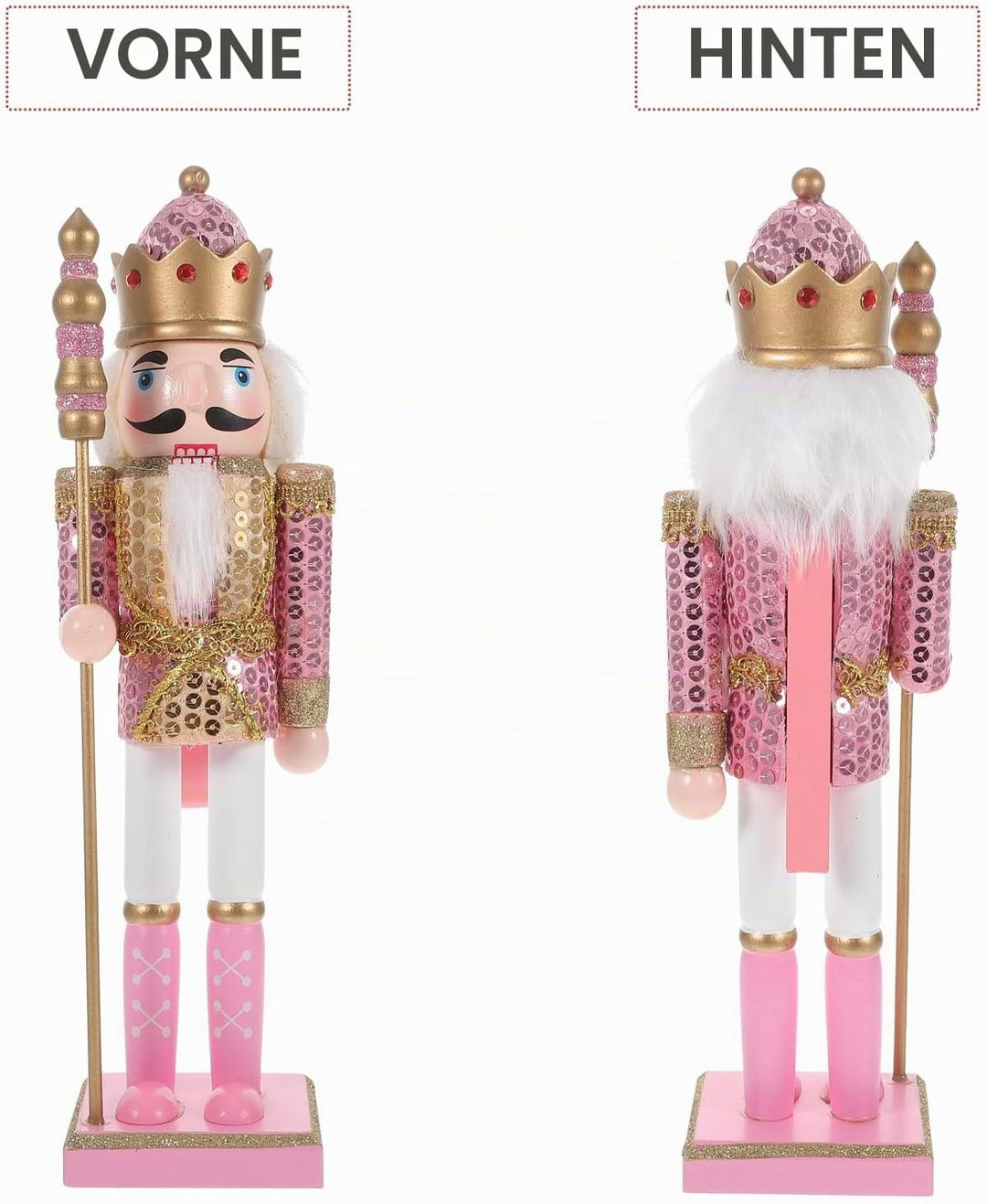 Veemoon Rosa Nussknackerfiguren, Glitzernde Soldatenfiguren, Weihnachtssoldaten-Dekoration für Den S