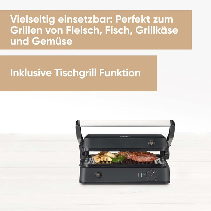 SEVERIN SEVINI Lite, Kontaktgrill für Fleisch, Fisch & Gemüse, Keramikbeschichteter Sandwich-Maker f
