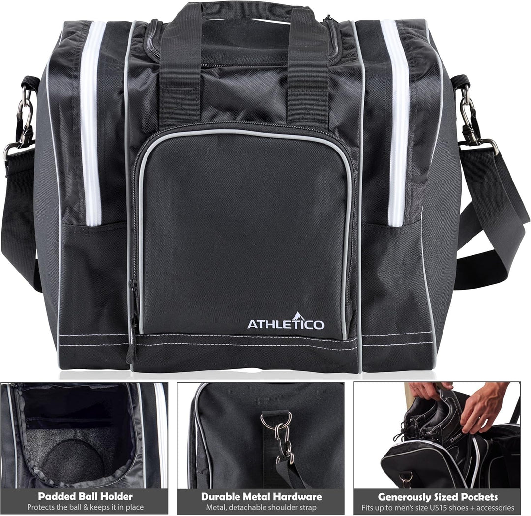 Athletico Bowling-Tasche für Einzelbälle, mit gepolstertem Ballhalter, passend für ein Paar Bowlings