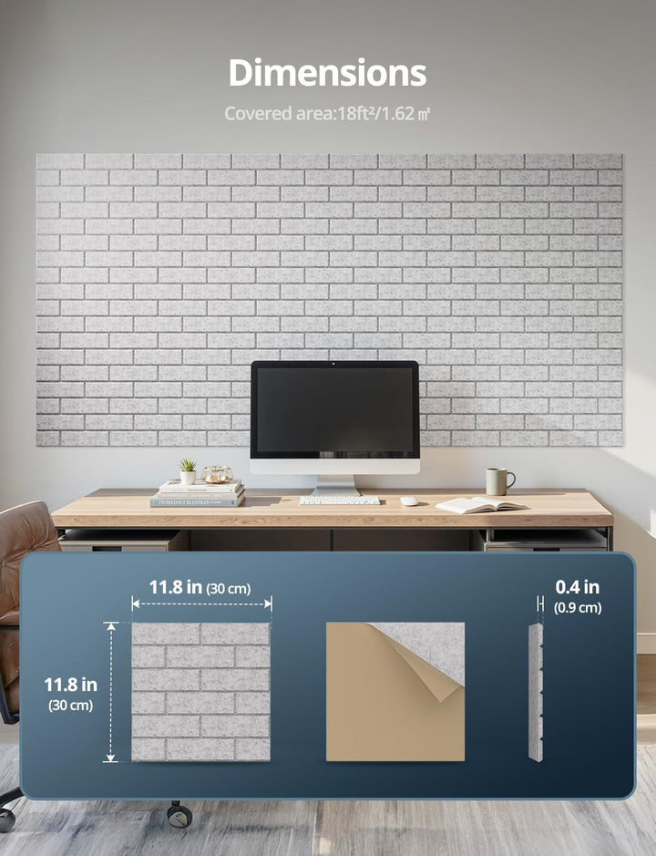 Akustikplatten Selbstklebend, 18 Stück Schallabsorber für Wand, Tür, Decke, Acoustic Panels, Studio,