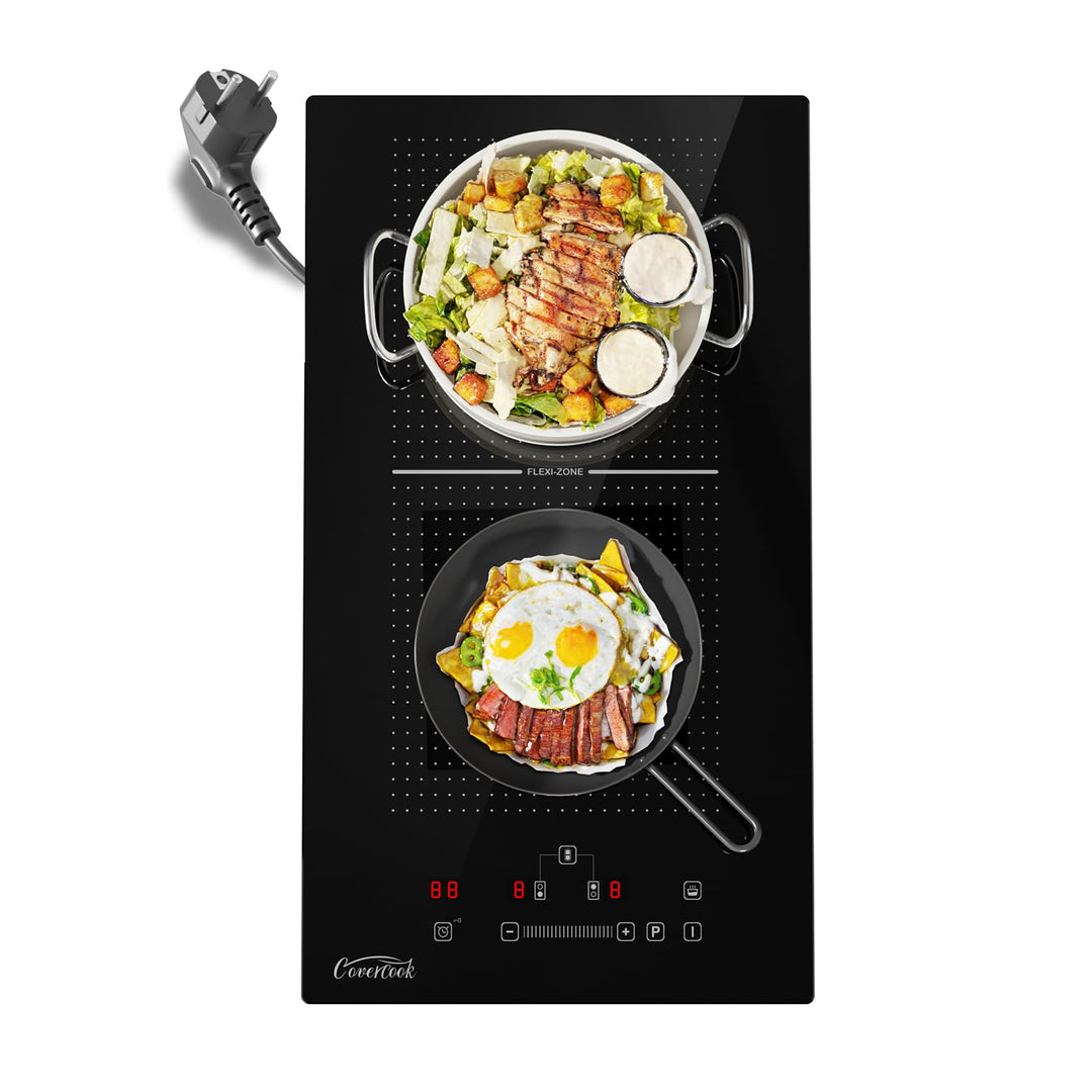 COVERCOOK 30cm induktionskochfeld mit 2 Kochzonen, Einbau Domino Autarkes Kochfeld Induktion mit Ste