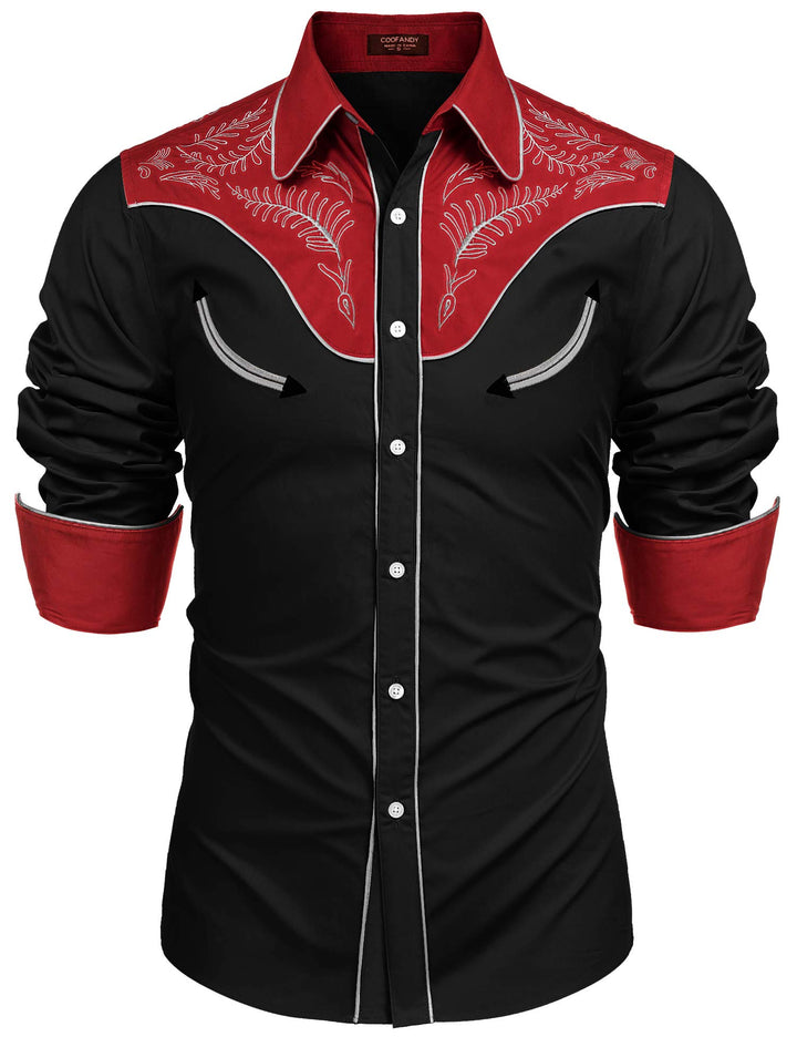 COOFANDY Herren Hemd mit Button-Down-Kragen Gross und kräftig S Baumwolle - Rot & Schwarz, S Baumwol