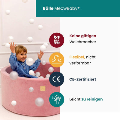 MEOWBABY Bällebad Baby - Rund 90x30cm Ballgruben für Kinder mit 200 Bälle, Boucle, Rosa: Alles Paste