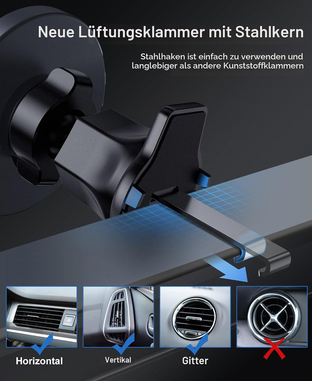 Beeasy 15W MagSafe Autohalterung Ladegerät, Magnet Auto Handyhalterung mit Ladefunktion, Kfz Qi Lade