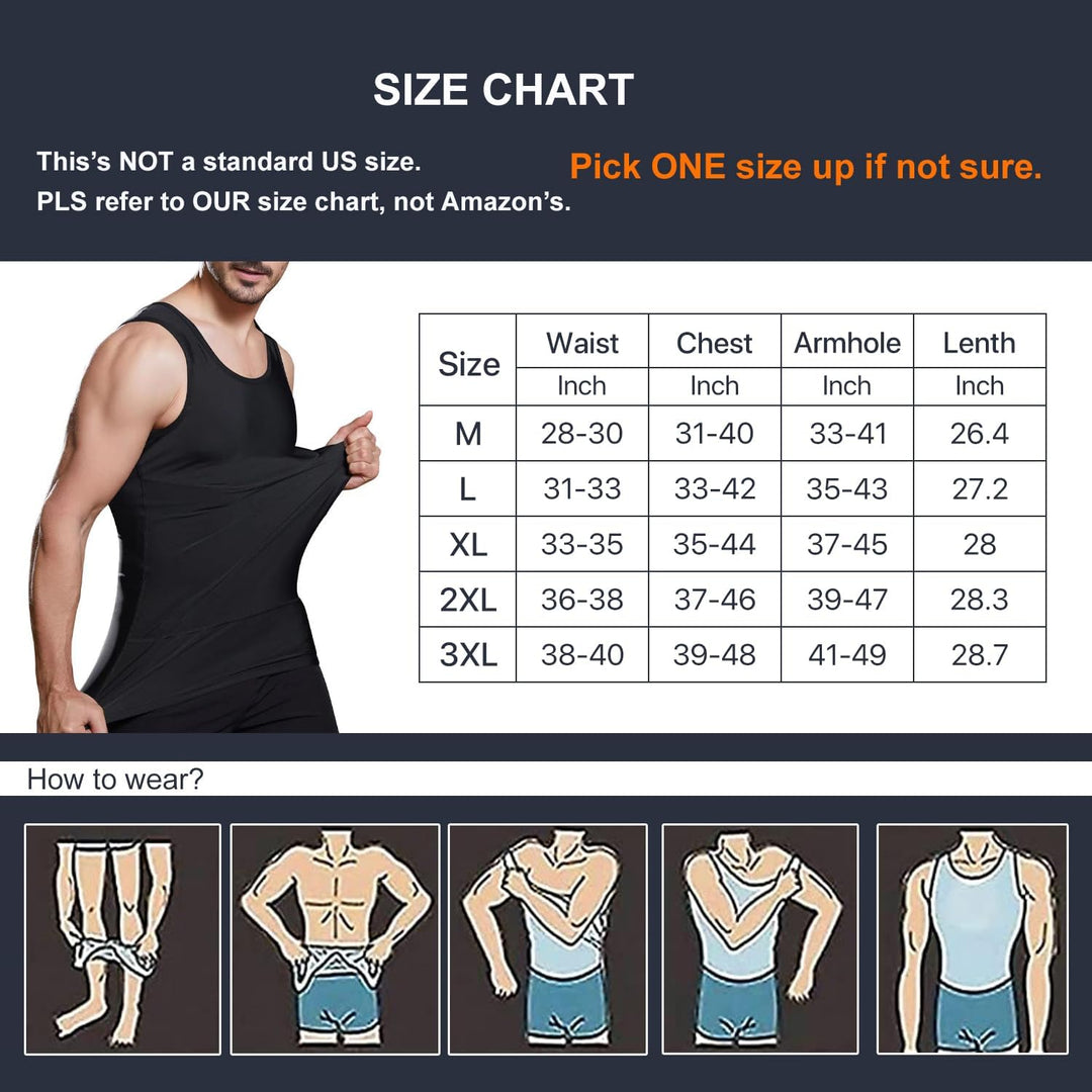 Lgtfy Herren Bauchweg-Unterhemden, figurformende Weste, Gynäkomastie-Kompressions-Shirts, Bauchkontr