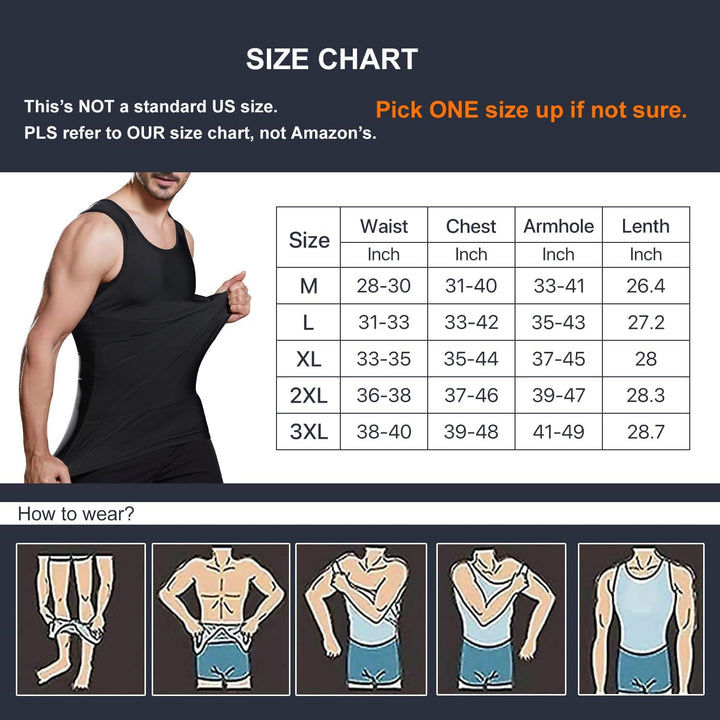 Lgtfy Herren Bauchweg-Unterhemden, figurformende Weste, Gynäkomastie-Kompressions-Shirts, Bauchkontr