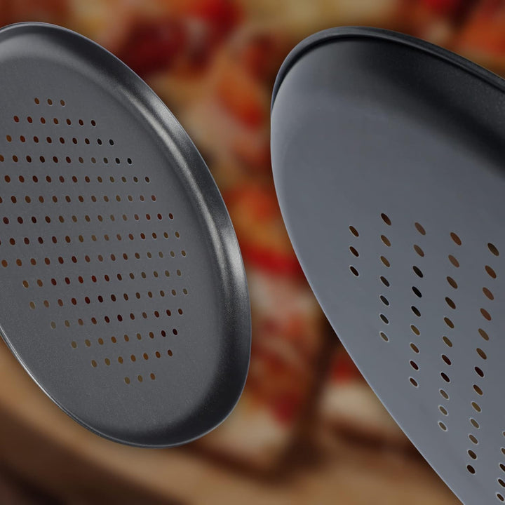 KADAX Pizzaform ∅ 32 cm, Pizza-Pfanne mit Löchern, Backblech aus verzinktem Blech, Pizzablech in zwe