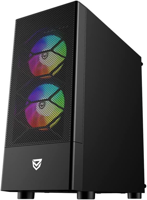 Nfortec - CAELUM Mid-Tower (ATX) Gaming PC-Gehäuse, 3x 120mm ARGB-Lüfter inklusive, Front Mesh, seit