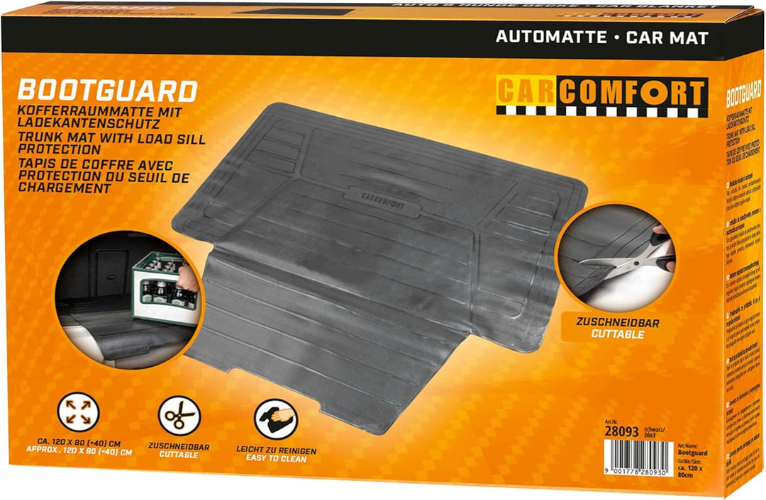 Walser CarComfort Kofferraummatte Bootguard mit Ladekantenschutz, universal zuschneidbare Gummimatte