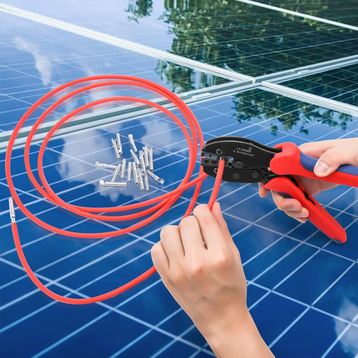 Elecoutek Solar Crimpzange Solarstecker Crimper Crimpwerkzeug 26-10 AWG für 2,5/4,0/6,0 mm² Solar Ka