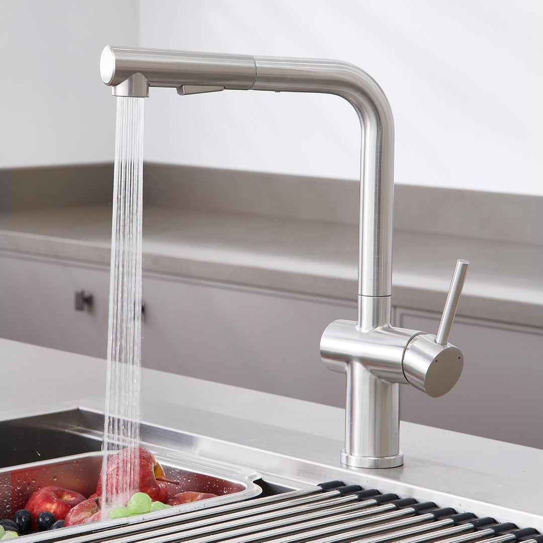 BONADE Wasserhahn Küche Ausziehbar, Hochdruck Küchenarmatur mit Brause 2 Strahlarten, 360° Drehbare