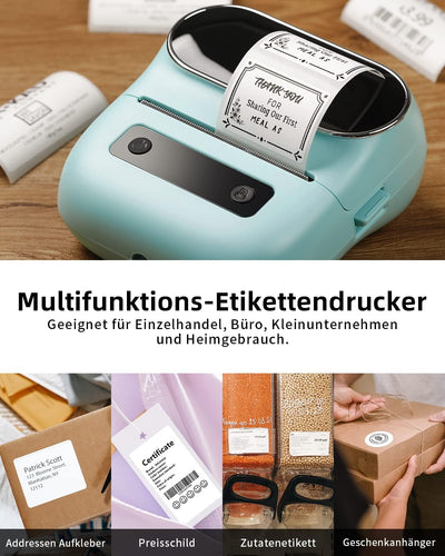 Phomemo M220 Etikettendrucker, Bluetooth Monochrom Edikettengerät Tragbarer Etiketten Drucker, Unter