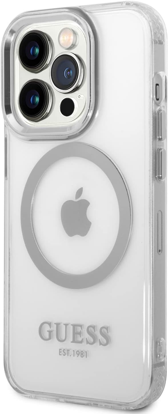 Guess GUHMP14XHTRMS Hülle für iPhone 14 Pro Max 6,7" Silber/Silver Hard case Metal Outline