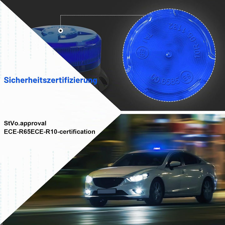 AnTom blaulicht rundumleuchte led 9 Blitzmuster 12V 24V Warnleuchte led magnet mit 3 Meters-Kabel fü
