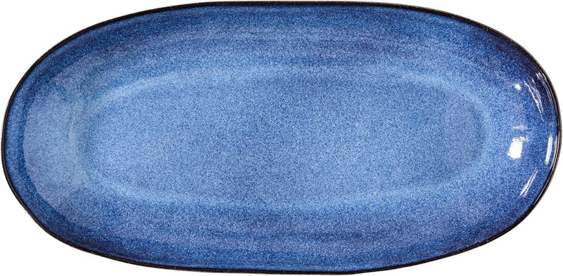 Bloomingville Serviertablett Sandrine, blau, Keramik 16 x 34 x 3,5 cm Blau, 16 x 34 x 3,5 cm Blau