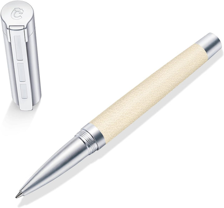 STAEDTLER Initium Corium Tintenroller, beiges Leder, M, schwarz, Made in Germany, mit edler Geschenk
