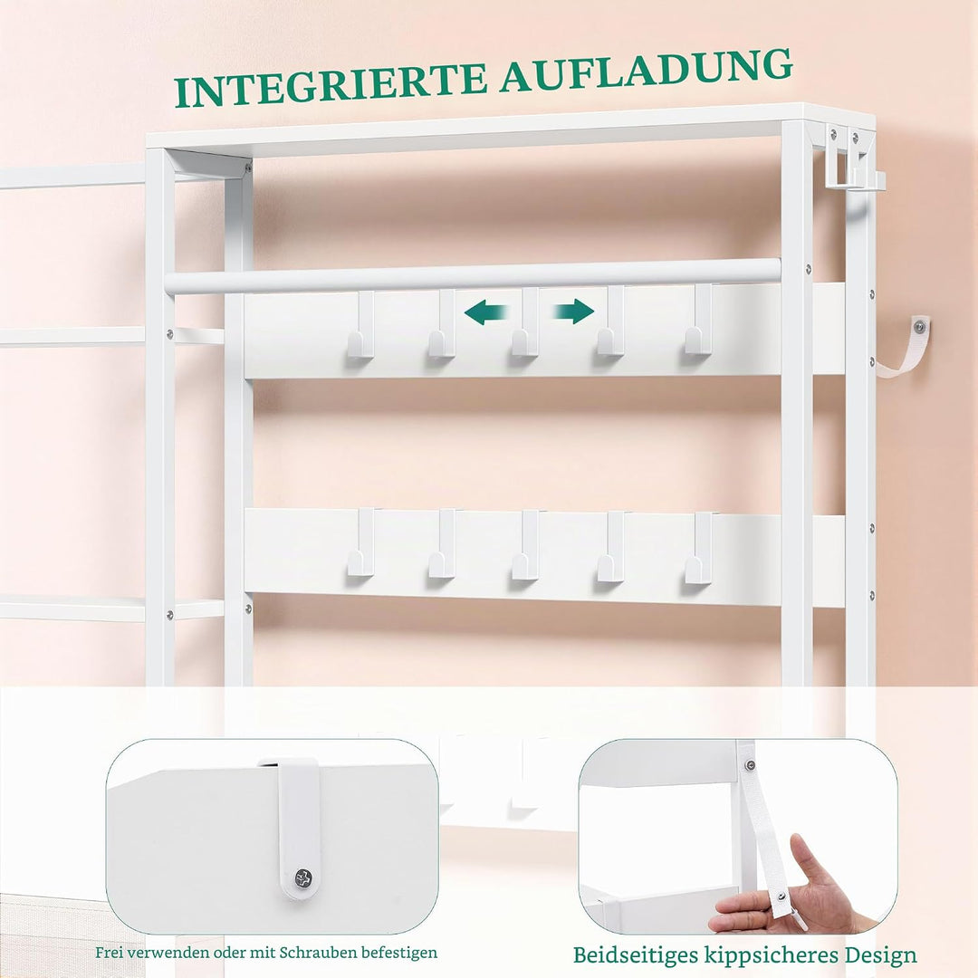 YITAHOME Kleiderständer, Garderobenständer Schuhregal 9 Haken 2 Schubladen | Freistehendes Garderobe