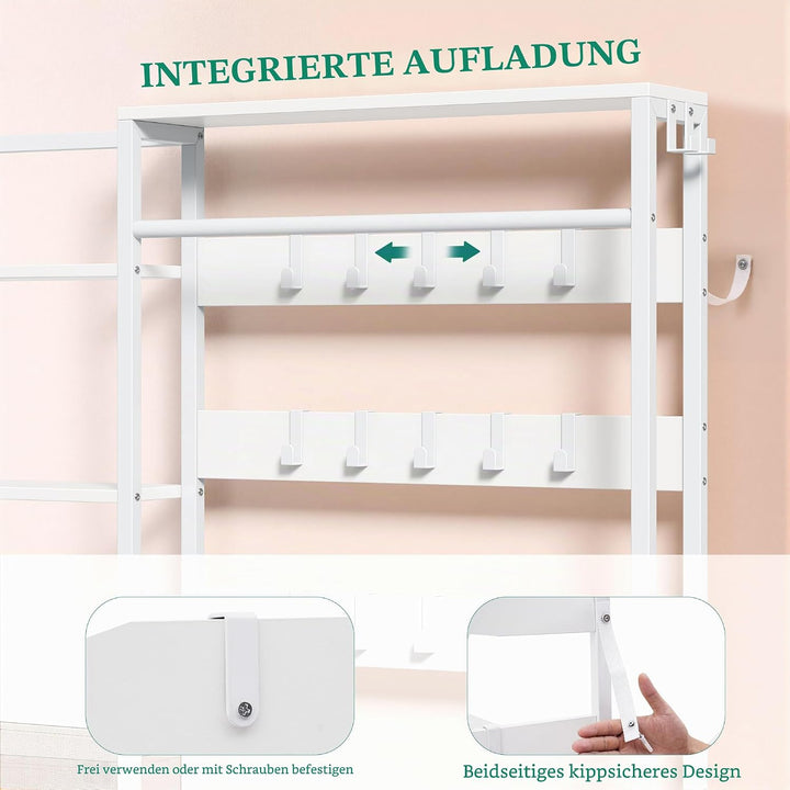YITAHOME Kleiderständer, Garderobenständer Schuhregal 9 Haken 2 Schubladen | Freistehendes Garderobe