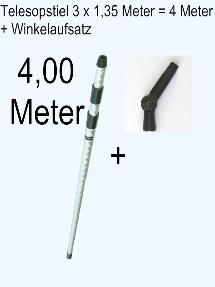 EXCOLO Teleskopstiel 4 m Teleskopstange lang Stiel für Fenster Reingier Besen Obst plücken Fassaden